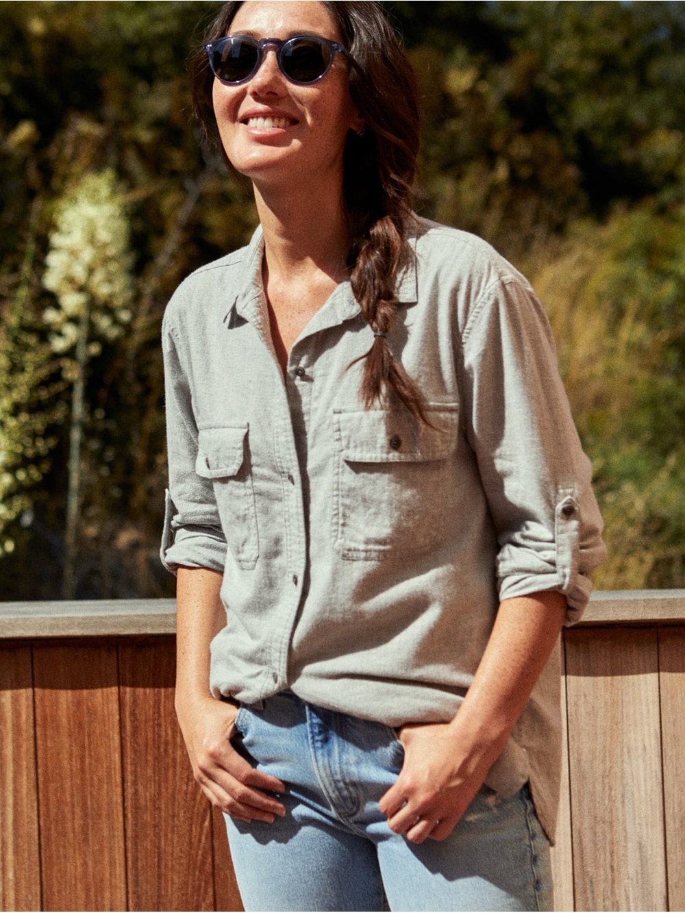Outerknown Heather Gray Lightweight Button-Up Shirt